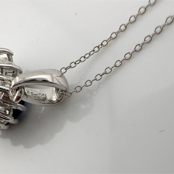 Stunning 6.40 Carat Imperial Lab Created  Blue Sapphire Pendant Necklace - Picture 14 of 16